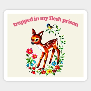 Trapped In My Flesh Prison  / Retro 80s Style Cartoon Nihilism Design Sticker